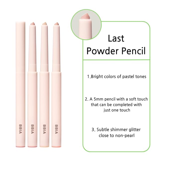 BBIA Last Powder Pencil 3 Colors - Shimmer Glitter Stick Eyeshadow Eyeliner, Under Eye Highlighter Stick Smooth Long-Lasting Creamy Crayon Eye Shadow Liner Pencil Korean Eye Makeup (02 BANANA MILK)