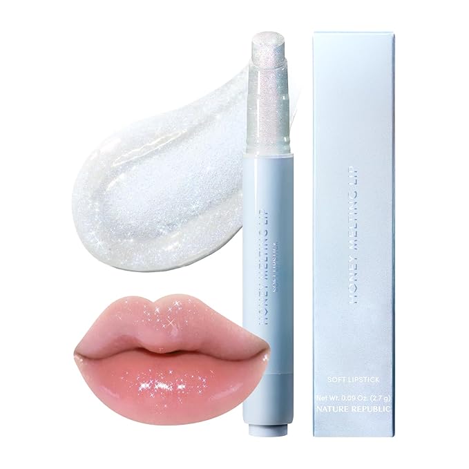 Nature Republic HONEY MELTING LIP GLITTER & PLUMPING (15 CRYSTAL SPARKLE) SOFT LIP STICK,Lip Gloss,lip glitter,lip balm,lip crayon, lip volumizer, valentines day gifts, korean make up