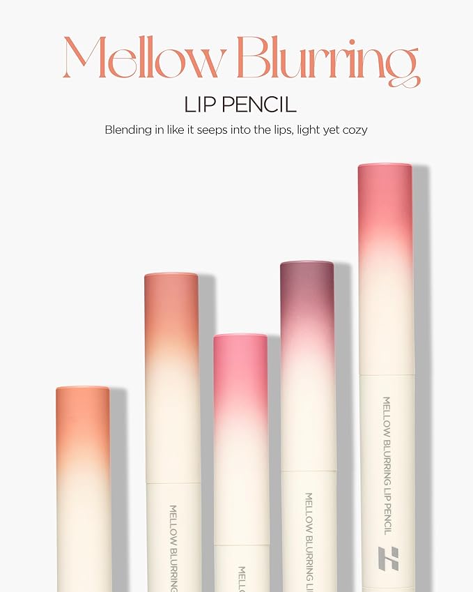 HOLIKA HOLIKA Mellow Blurring Lip Pencil with Built-in Blending Brush - Overlip Makeup Creamy Lip Crayon, No Clumps or Irritation, Multipurpose for Cheeks and Eyes (01 MILKY BURN)