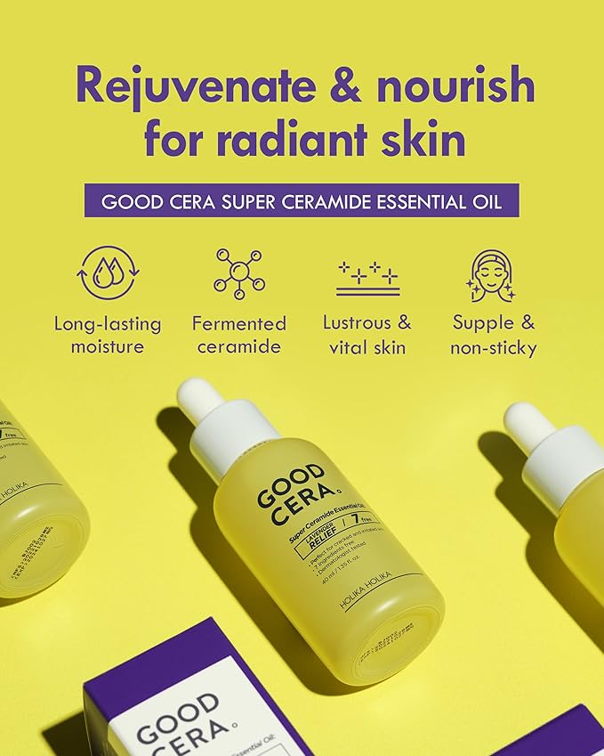 HOLIKA HOLIKA Good Cera Super Ceramide Essential Oil 1.35 fl. oz. | Intensely Hydrating Face & Skin Oil | Organic Face Moisturizer & Body Oil for Dry Skin | Fermented Ceramides Essential Oils for Face