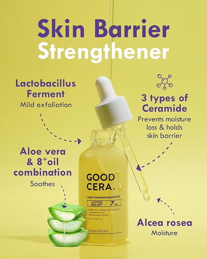 HOLIKA HOLIKA Good Cera Super Ceramide Essential Oil 1.35 fl. oz. | Intensely Hydrating Face & Skin Oil | Organic Face Moisturizer & Body Oil for Dry Skin | Fermented Ceramides Essential Oils for Face