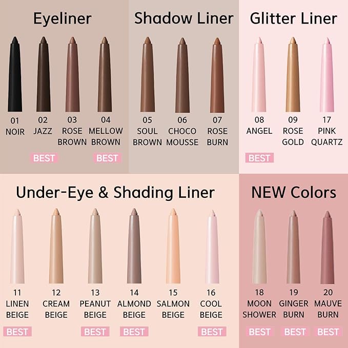 BBIA Last Auto Gel Eyeliner 17 Color – Multi-Use Longwear & Waterproof Mechanical Eye Liner Easy Drawing with Smooth Texture Smudge-Resistant Shadow & Glitter Vegan Korea Eye Makeup (15 SALMON BEIGE)