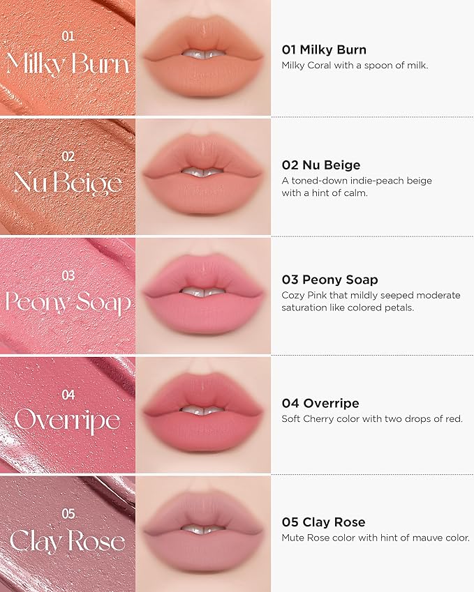 HOLIKA HOLIKA Mellow Blurring Lip Pencil with Built-in Blending Brush - Overlip Makeup Creamy Lip Crayon, No Clumps or Irritation, Multipurpose for Cheeks and Eyes (01 MILKY BURN)