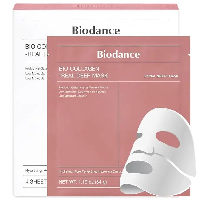 BIODANCE Bio-Collagen Real Deep Mask, Hydrating Overnight Hydrogel Mask, Pore Minimizing, Elasticity Improvement, 34g x4ea - Nouriviva