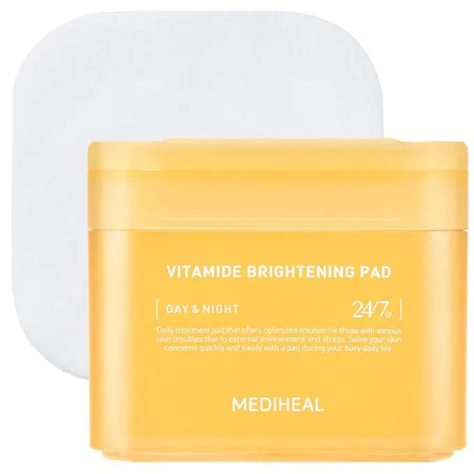 Mediheal Vitamide Brightening Pad - Vegan Face Hypoallergenic Pads with Niacinamide, Sea Buckthorn - Radiance Boosting Pads for Clear, Illuminating Skin 100 Pads - Nouriviva