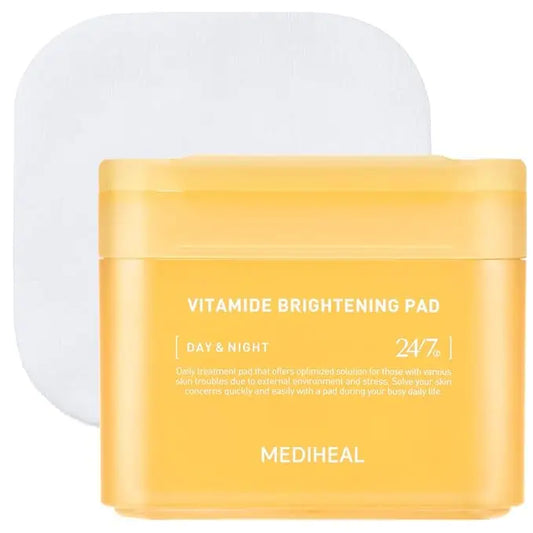 Mediheal Vitamide Brightening Pad - Vegan Face Hypoallergenic Pads with Niacinamide, Sea Buckthorn - Radiance Boosting Pads for Clear, Illuminating Skin 100 Pads - Nouriviva