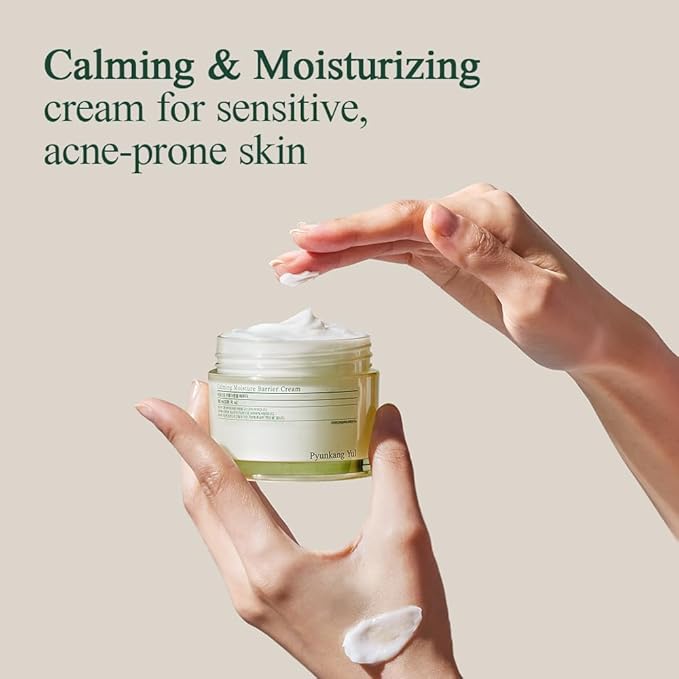 Pyunkang Yul [PKY] Calming Moisture Barrier Cream Instantly Soothes Sensitive Skin, Hyaluronic Acid & Ceramide for Hydration, Vegan, Korean Skincare (3.38 Fl. Oz, 100ml)