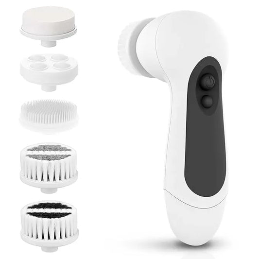 Waterproof Facial Cleansing Spin Brush Set with 5 Exfoliating Brush Heads - Electric Face Scrubber Cleanser Brush by CLSEVXY - Face Brush for Gentle Exfoliation and Deep Scrubbing - Nouriviva