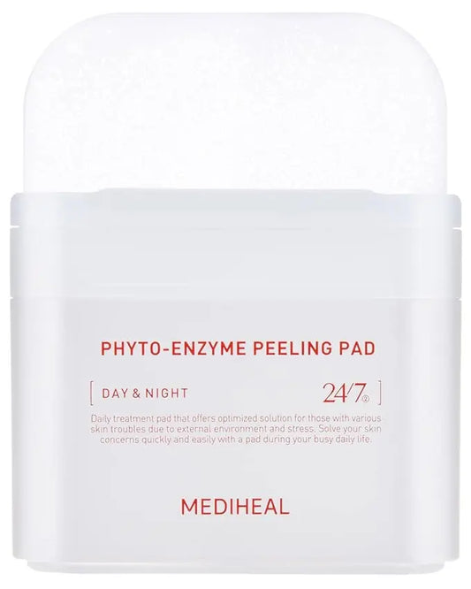 MEDIHEAL Phyto Enzyme Peeling Pad - Vegan Face Resurfacing Pore Tightening Gauze Pads with LHA & Papaya Enzym to Control Sebum - Exfoliating Pads for Dead Skin Cells, 90 Pads - Nouriviva