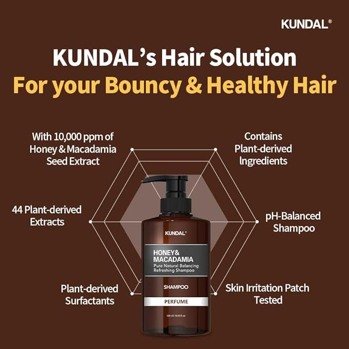 KUNDAL Honey&Macadamia Hydro-Intensive Moisture Premium Nature Hair Shampoo [Blackberry Bay] Sulfate Free, Macadamia Oil for Damaged Hiar care, Deep Clean & Hydration 1,000ml (300ml x2ea)