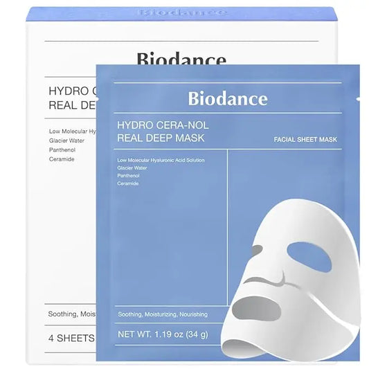 BIODANCE Hydro Cera-nol Real Deep Mask, Overnight Hydrogel Mask, Soothing, Moisturizing, Nourishing, 1.19oz(34g) x 4ea - Nouriviva