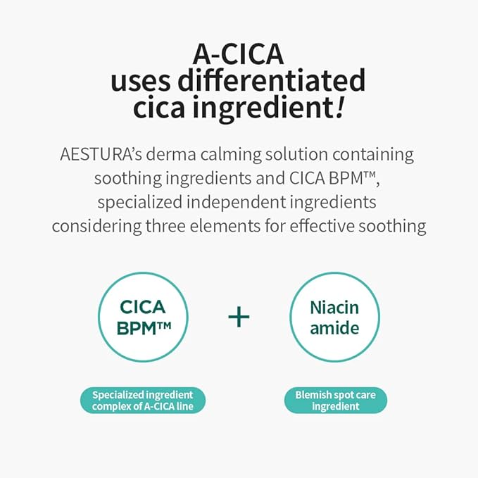AESTURA A-CICA365 Blemish Calming Face Serum, Niacinamide Serum for Dry and Sensitive Skin, Redness Relief for Acne, Minimize Blemishes, 1.35 Fl Oz (40ml)