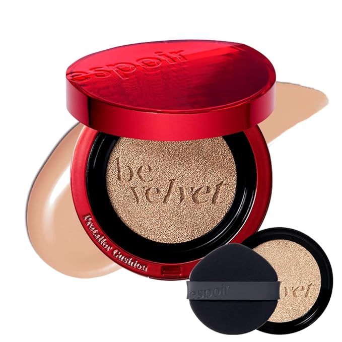 ESPOIR Pro Tailor Be Velvet Cushion SPF34 PA++ #5 Tan (13g+refill 13g) | Excellent long-lasting effect beyond the limitation of cushion | Lightweight Matte Skin Full Coverage Cushion Foundation | Korean Makeup