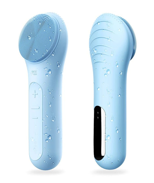 NågraCoola Electric Facial Cleansing Brush - Waterproof and Rechargeable, Exfoliates, Cleanses and Massages Skin - Light Blue - Nouriviva