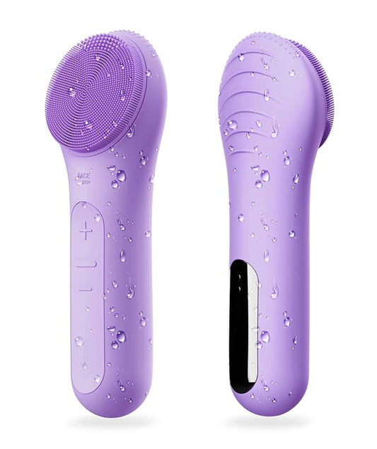 Face Scrubber, NågraCoola CLIE Facial Cleansing Brush, Waterproof and Rechargeable Face Scrub Brush for Men & Women, Cleansing, Exfoliating and Massaging, Electric Face Wash Brush - Violet - Nouriviva