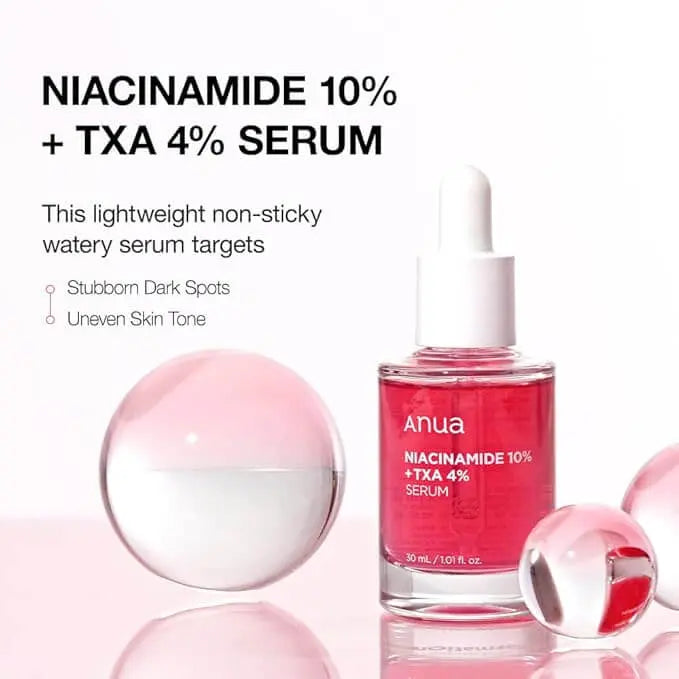 Anua 10% Niacinamide+ 4% Tranexamic Acid Serum, Ceramide, Hyaluronic Acid, Vitamin B12 natural color, for Sensitive skin, Korean Glass Skin, Fragrance-Free (30ml /1.01 fl.oz.) - Nouriviva