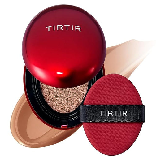 TIRTIR Mask Fit Red Cushion Foundation | Full coverage, Weighless, Skin fit, Satin Glow Finish, Korean cushion foundation (#34C Amber, 0.63 Fl Oz (Pack of 1))