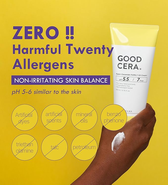 HOLIKA HOLIKA Good Cera Super Ceramide Family Oil Cream 6.76fl oz | Ceramide Moisturizer Face Cream for Women & Men | Body & Face Moisturizer for Dry Skin | Body & Face Lotion